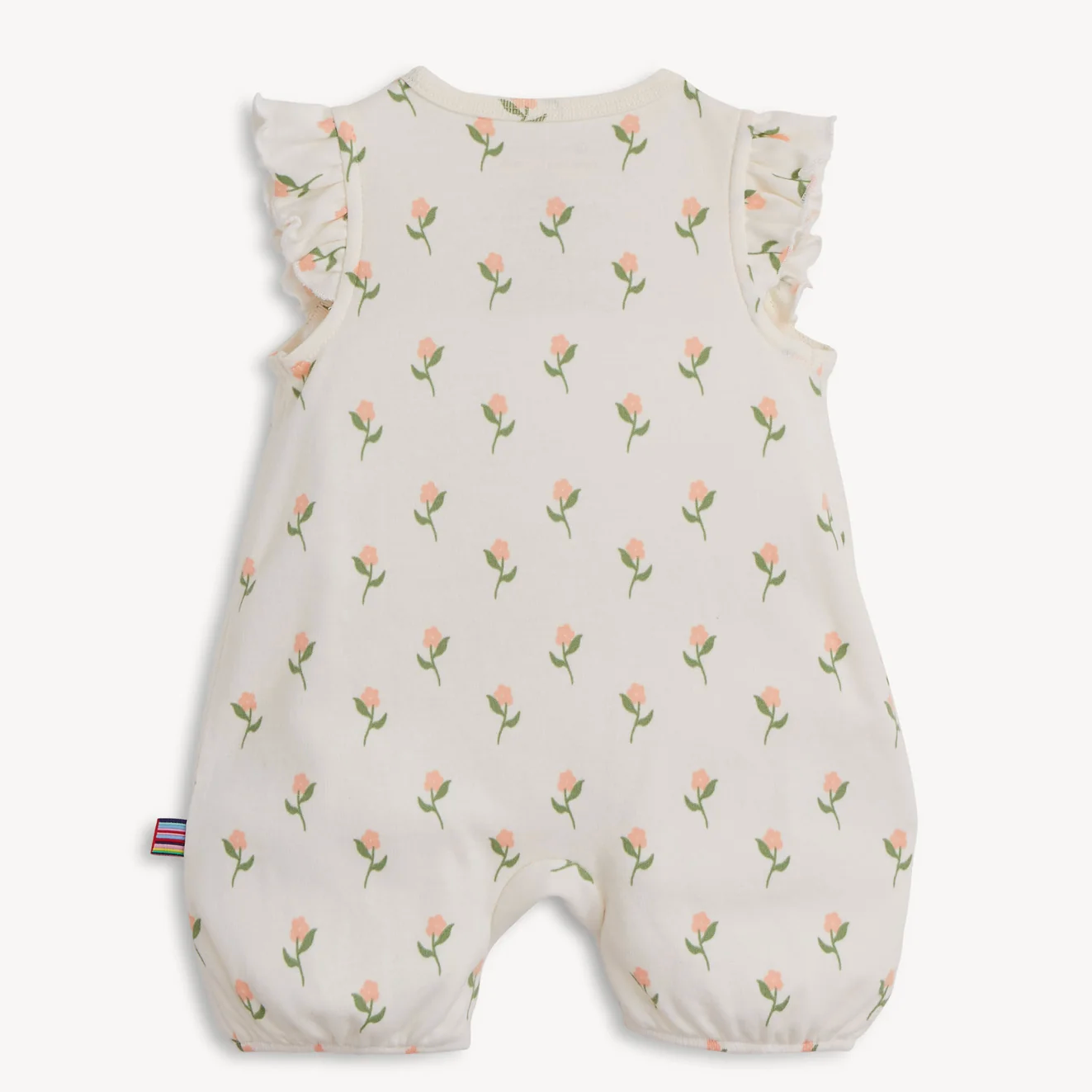 Baby romper with floral pattern on a white background