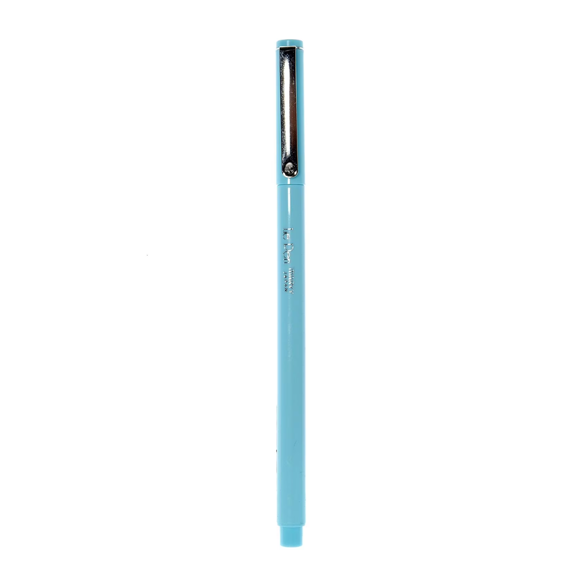 Light blue stylus pen on a white background