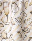 close up of the oysters and champagne towel