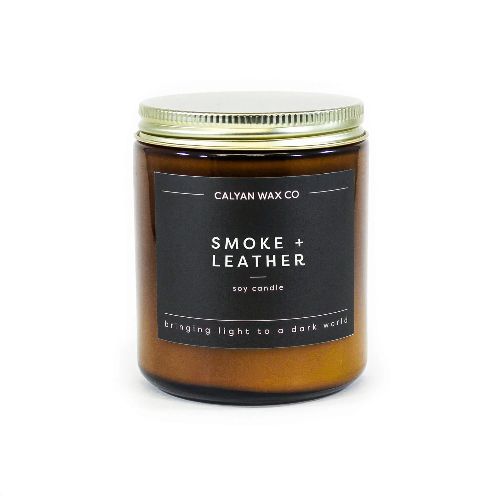 Candle with a label on a white background