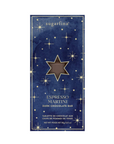 Sugarlina Espresso Martini Dark Chocolate Bar packaging, featuring a dark navy blue background with a gold star pattern and a central brown chocolate bar window.