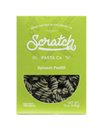 scratch spinach fusili pasta on a white background