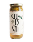 Quincy olives on a white background