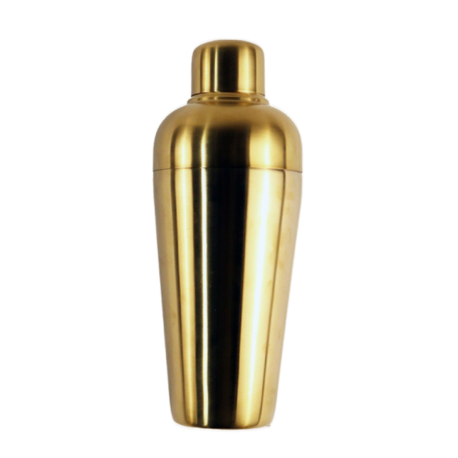 gold cocktail shaker on a white background