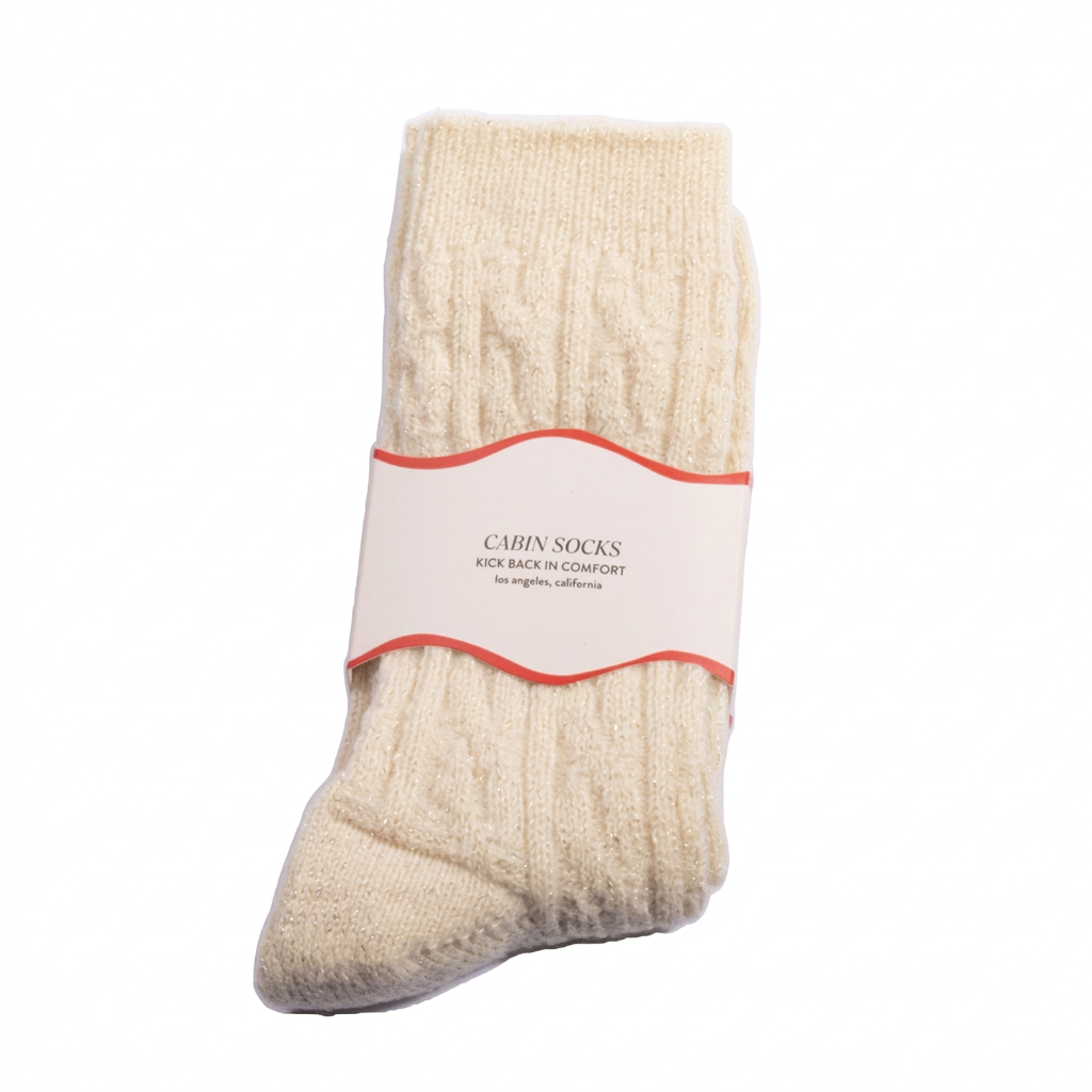 cream cabin socks on a white background