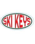 ski keys keychain on a white background