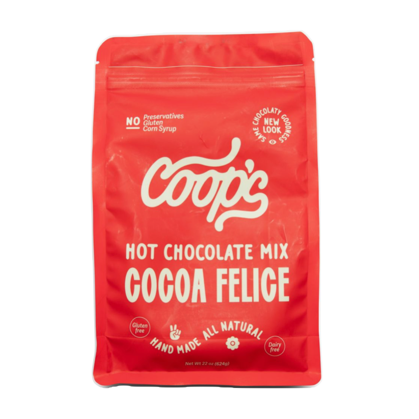 coops hot cocoa mix on a white background