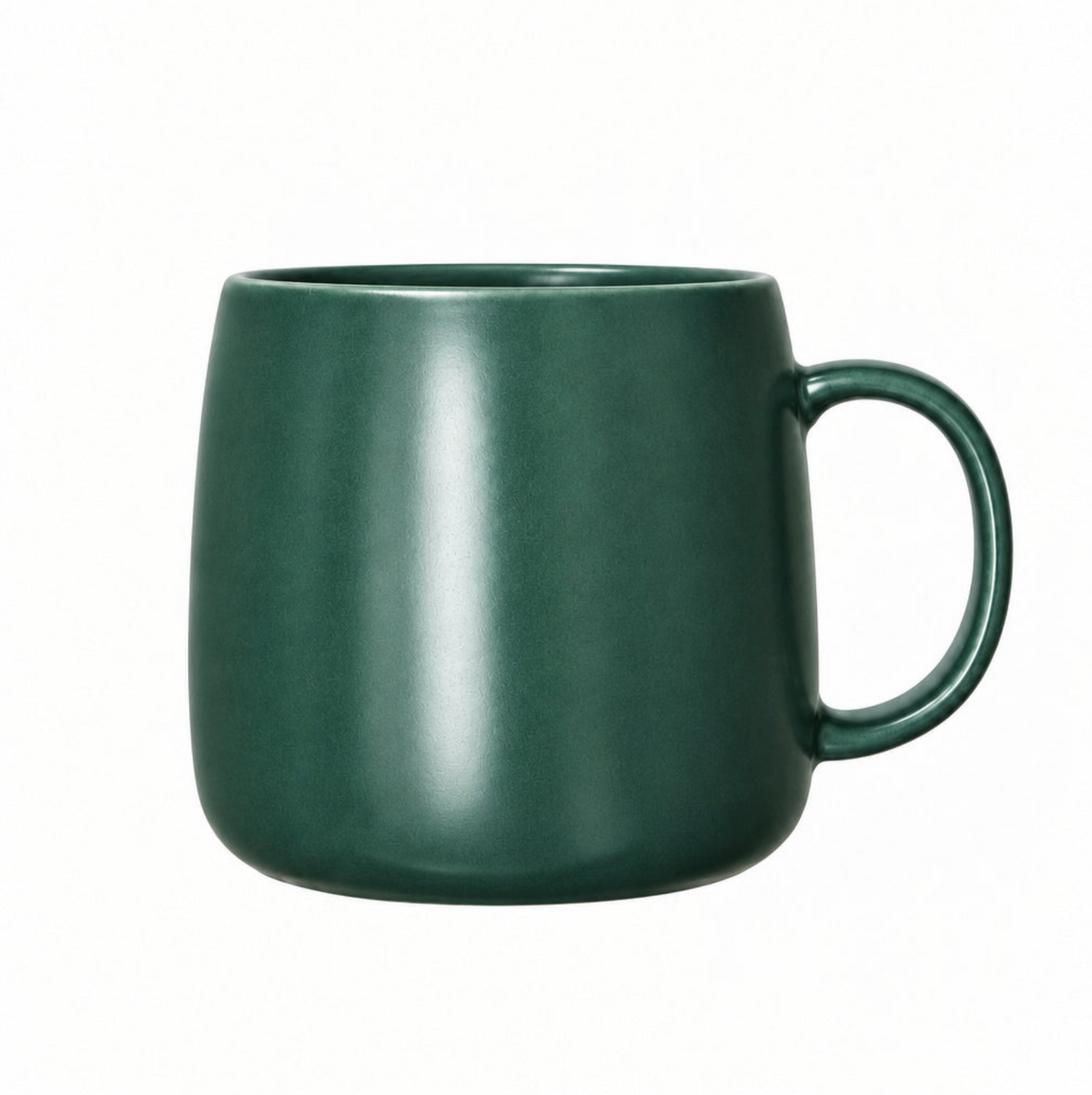 dark green round mug on a white background