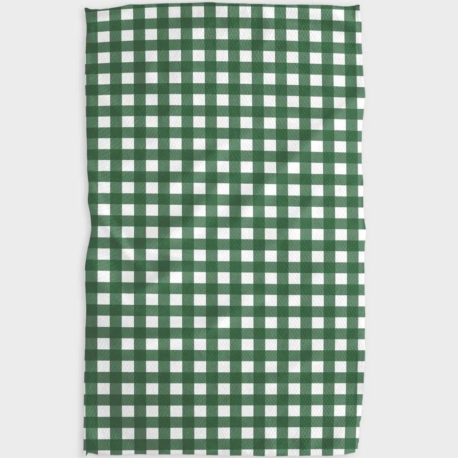 green and white gingham tea towel 