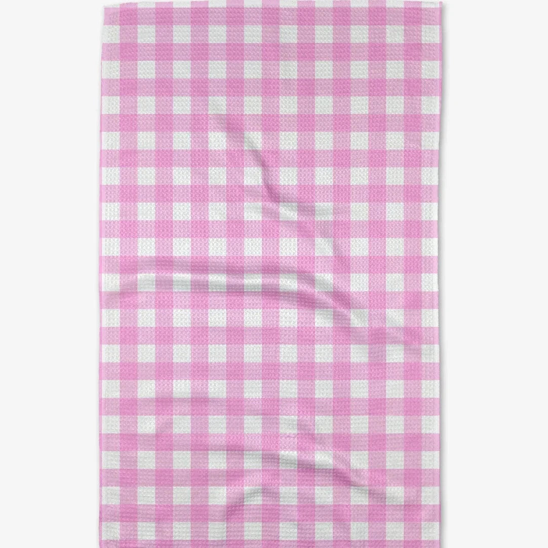 Pink & white checkered tea towel