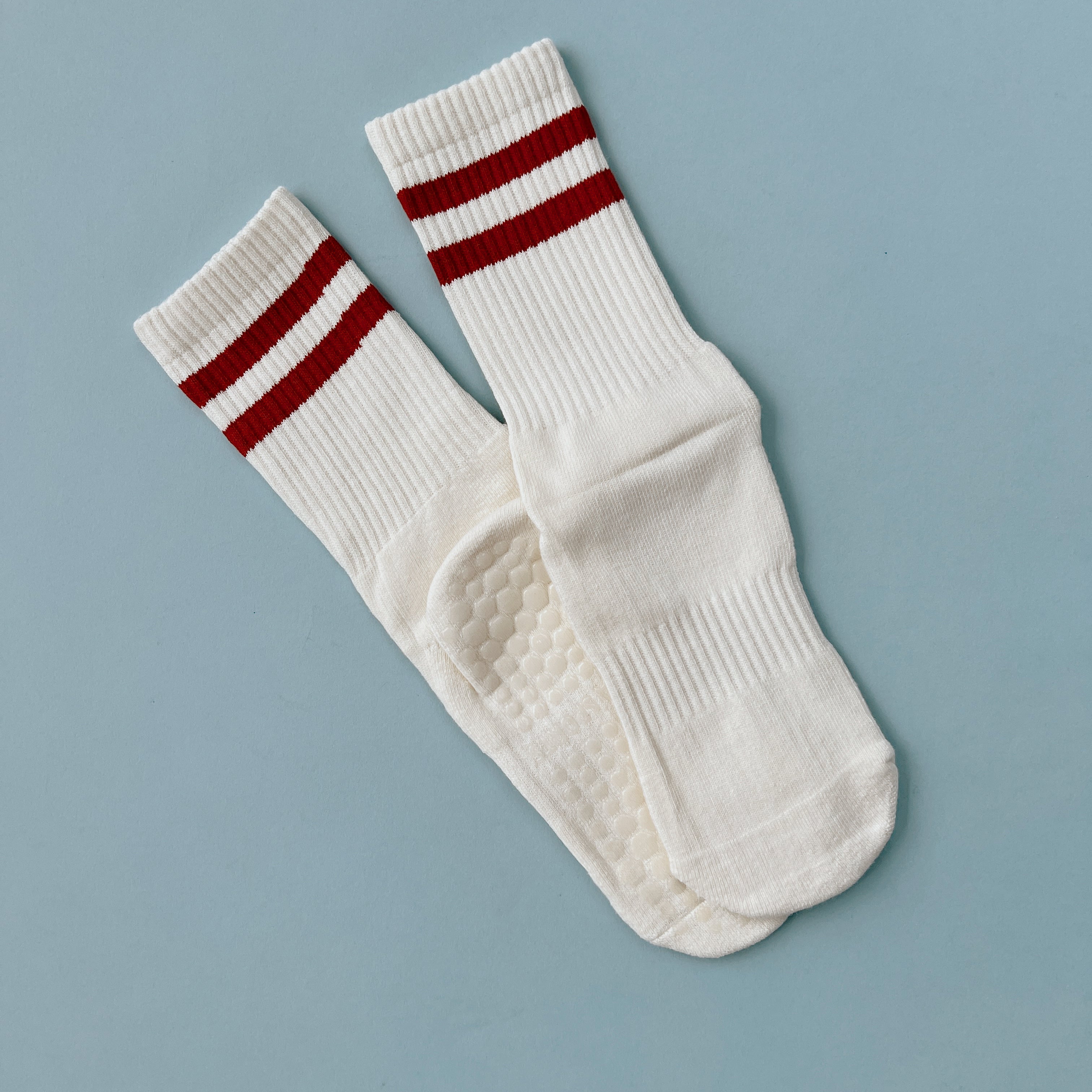 Cream &amp; Red Grippy Socks