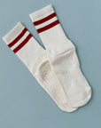 Cream & Red Grippy Socks