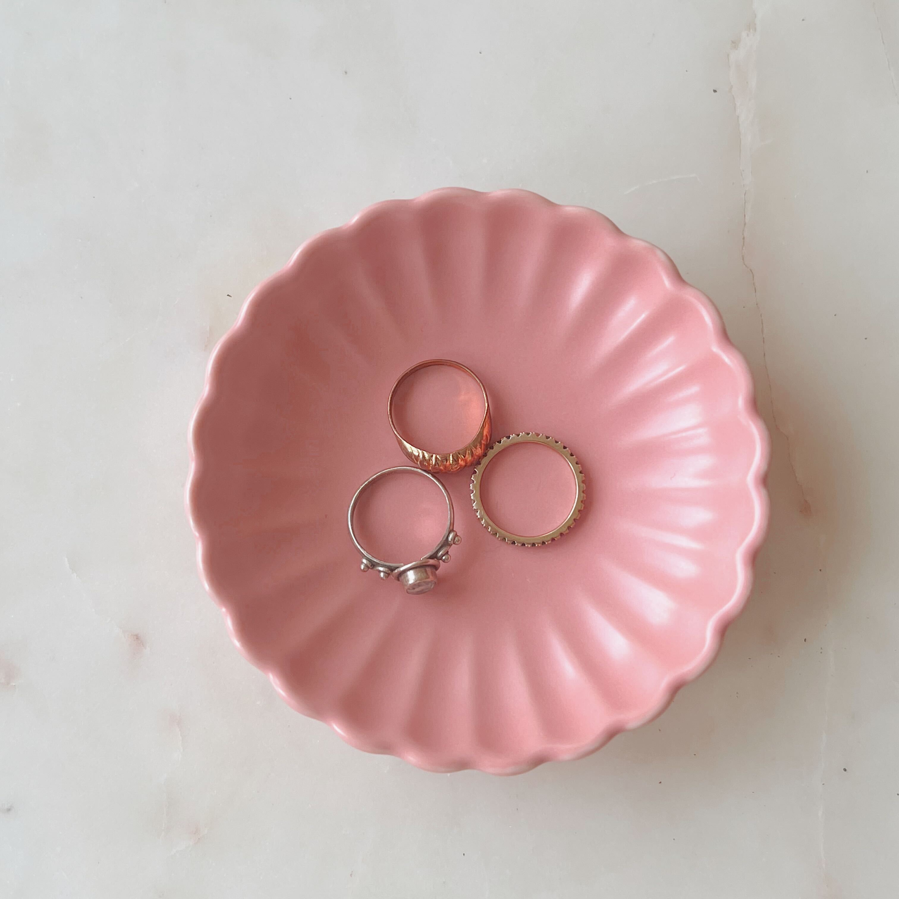 Blush Scalloped Dish with rings