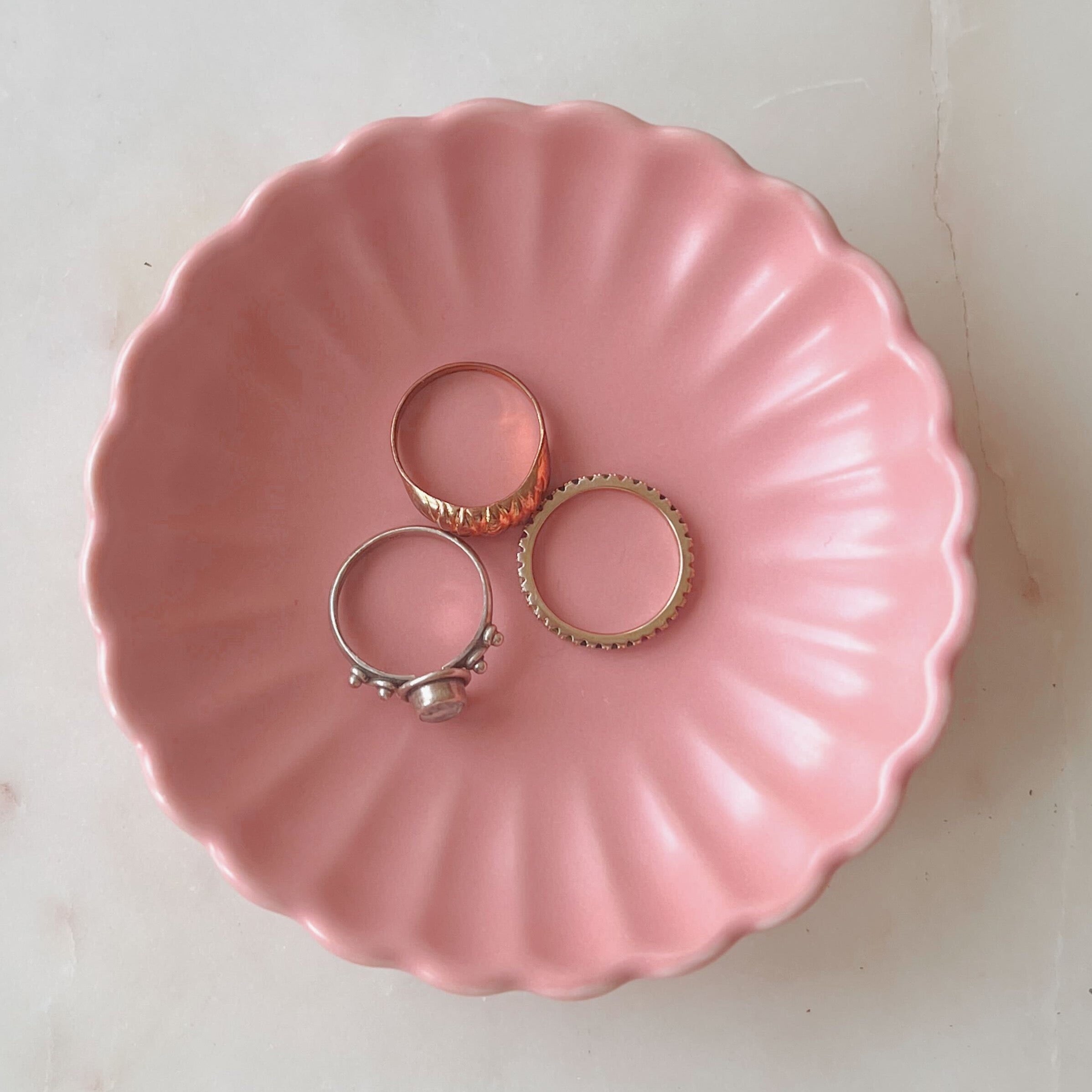Blush Scalloped Dish with rings