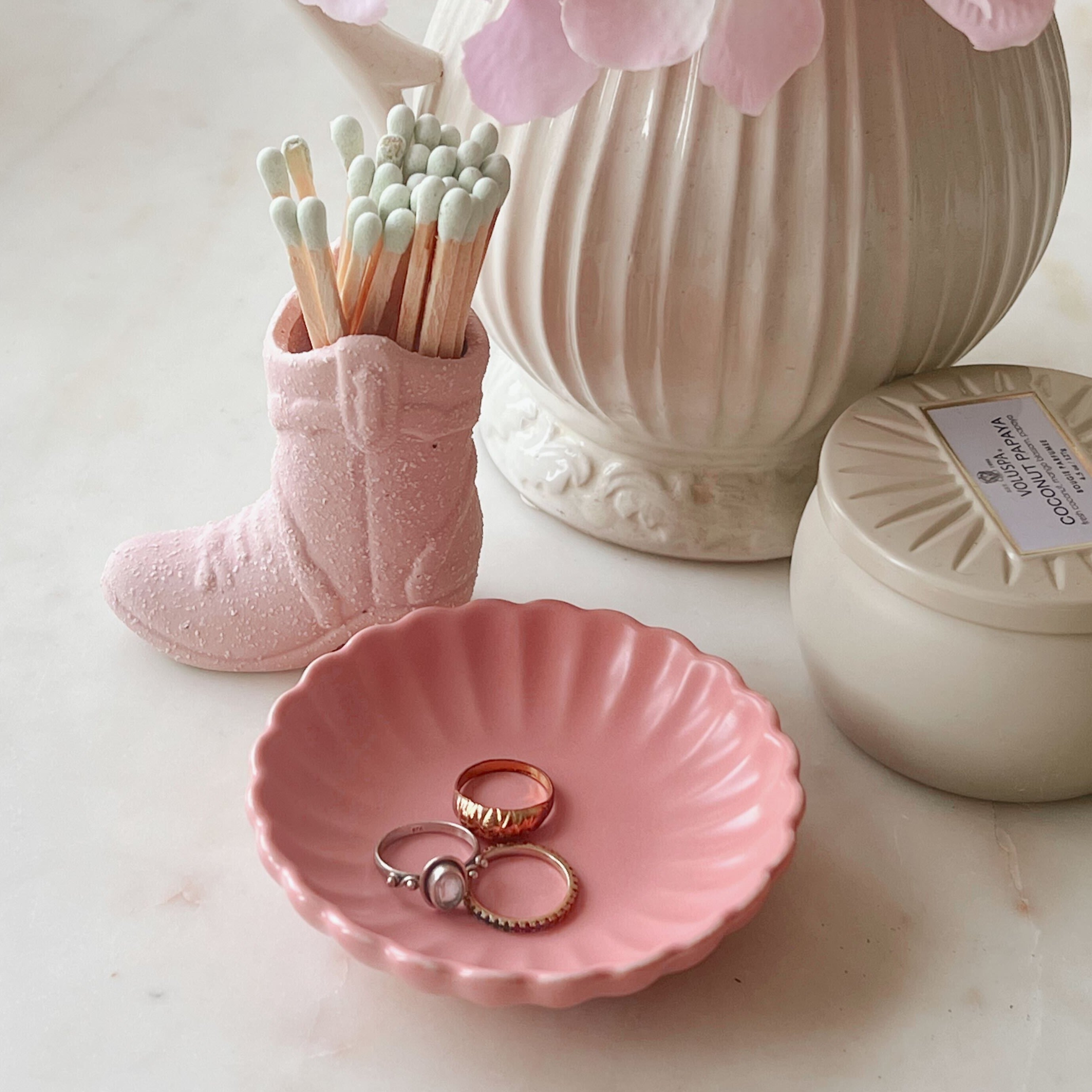 Blush Scalloped Dish in lifestyle setting