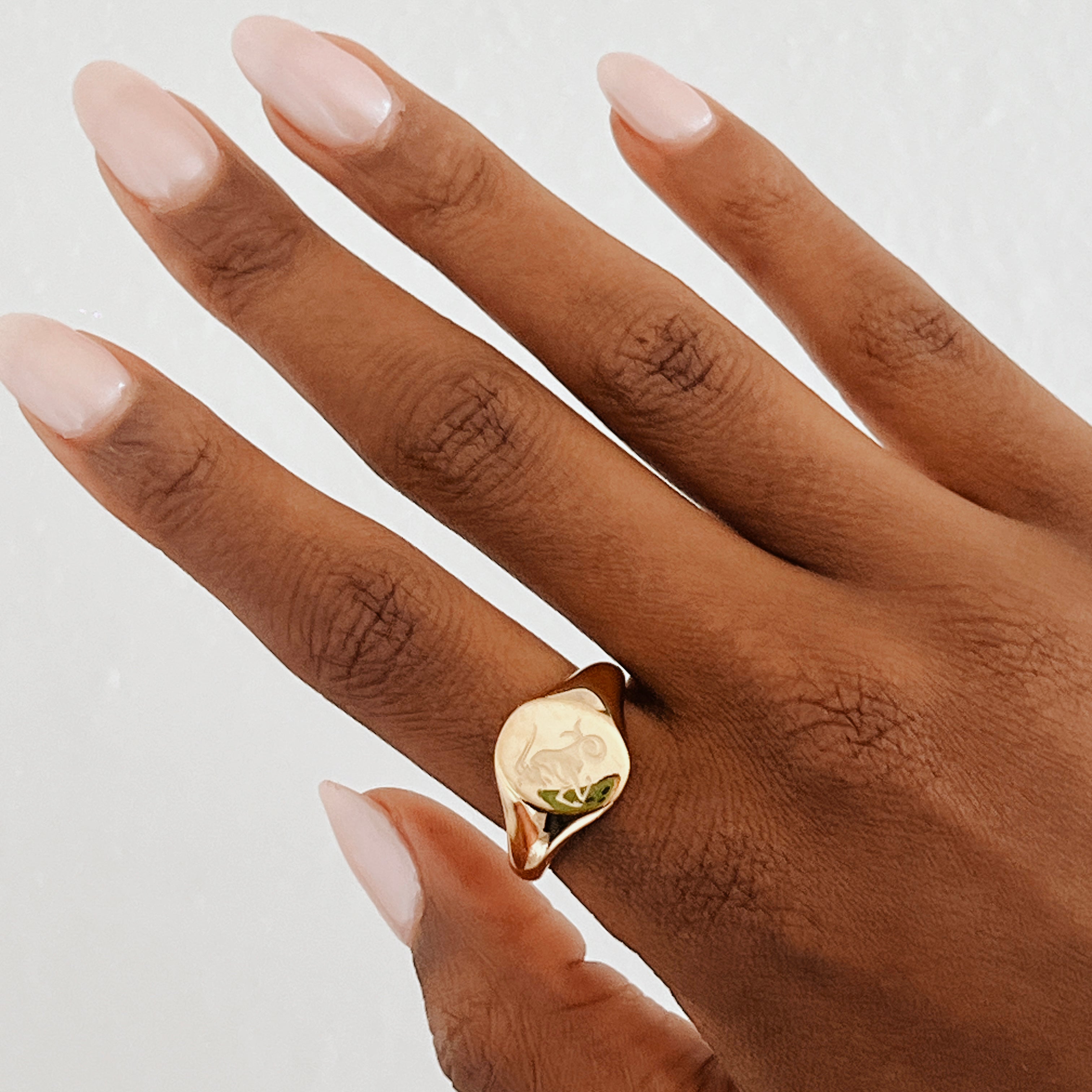 Capricorn | Gold Plated Engraved Zodiac Ring (Size 8)