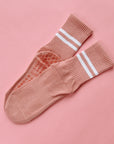 Pink & White Varsity Grippy Socks