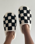 Black Checkered Slippers | Size 7-8