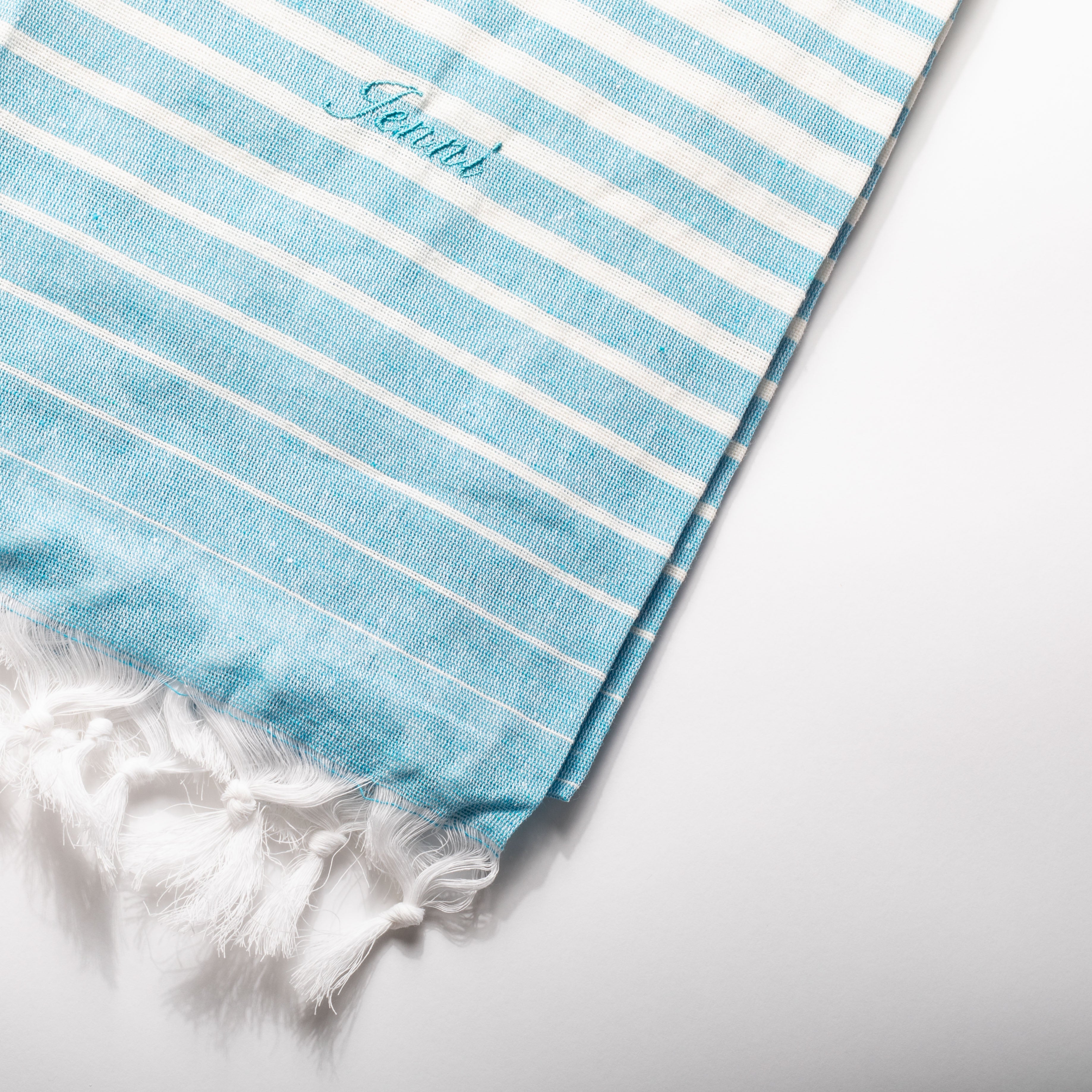 blue embroidered turkish towel