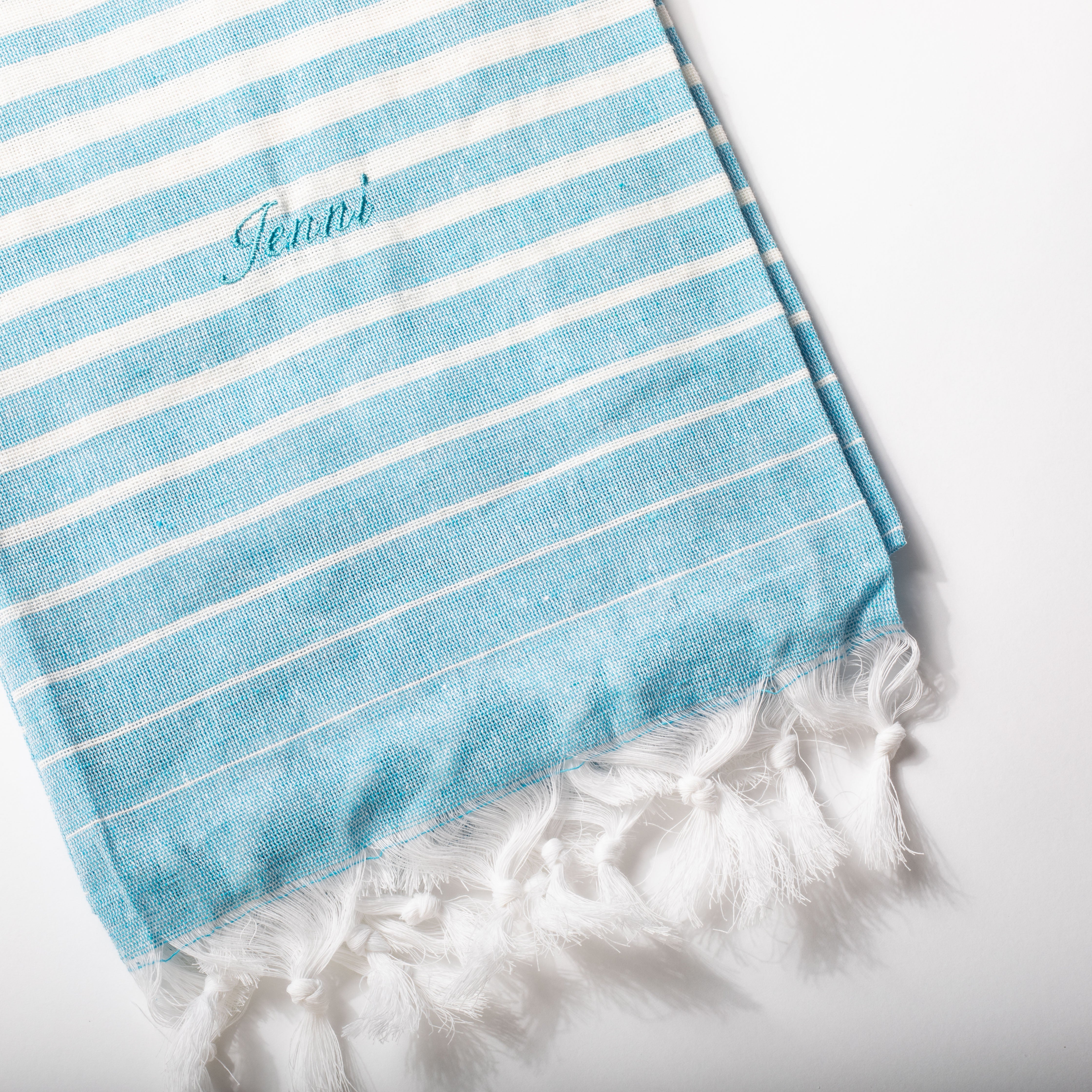 Blue embroidered turkish towel