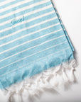 Blue embroidered turkish towel