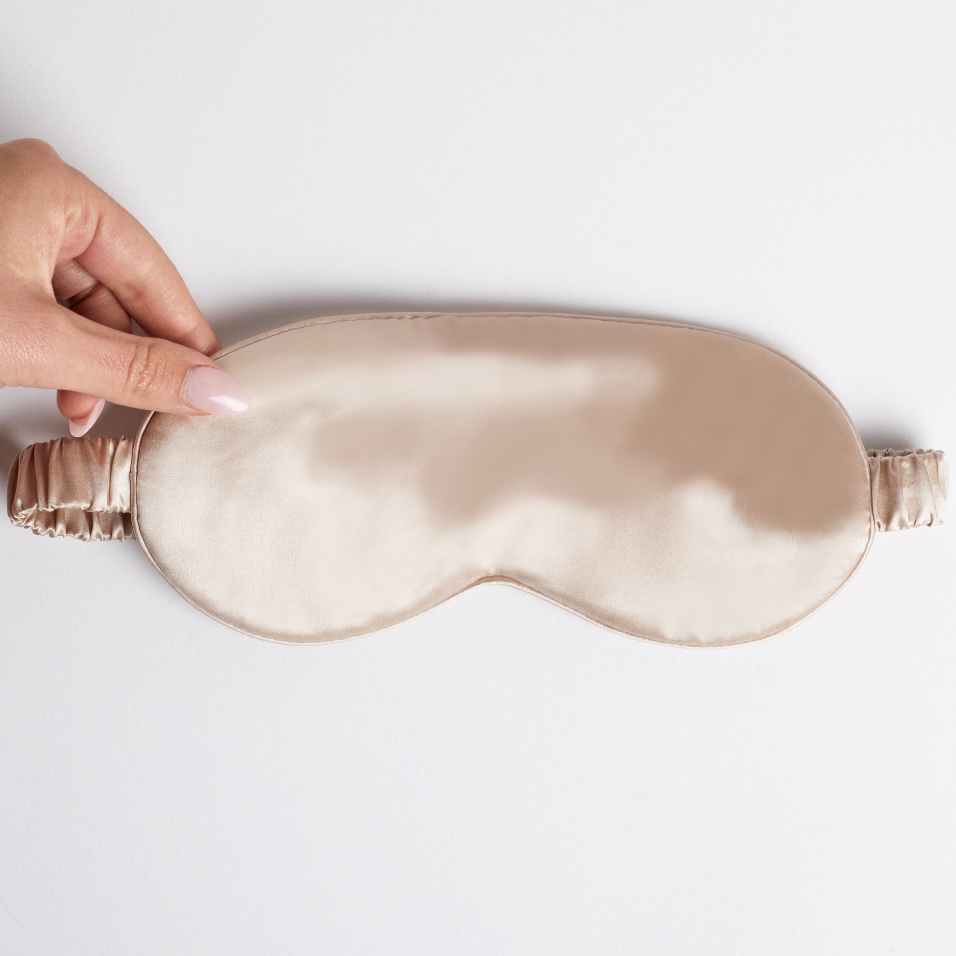 Champagne silk sleep mask.