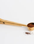 Gold Coffee Scoop + Clip on white background