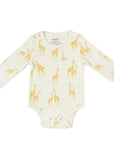 long sleeve baby onesie with giraffes on it