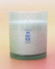 Candle labeled 'PISCES' with a gradient background