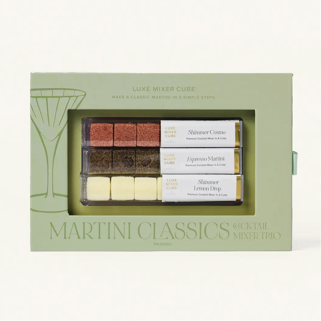 green box with martini mixes martini classes