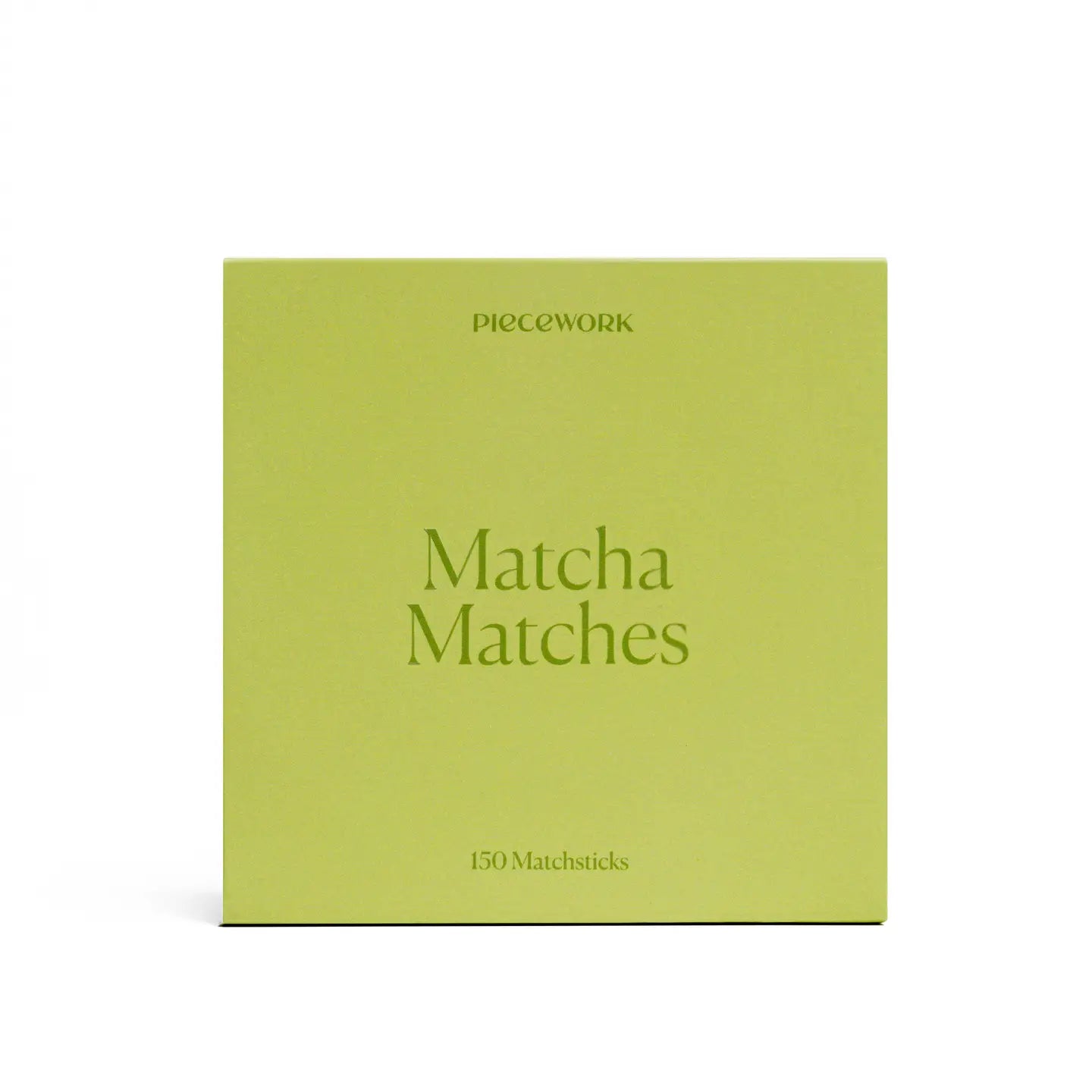 Green box of 'Matcha Matches' by Piecework on a white background