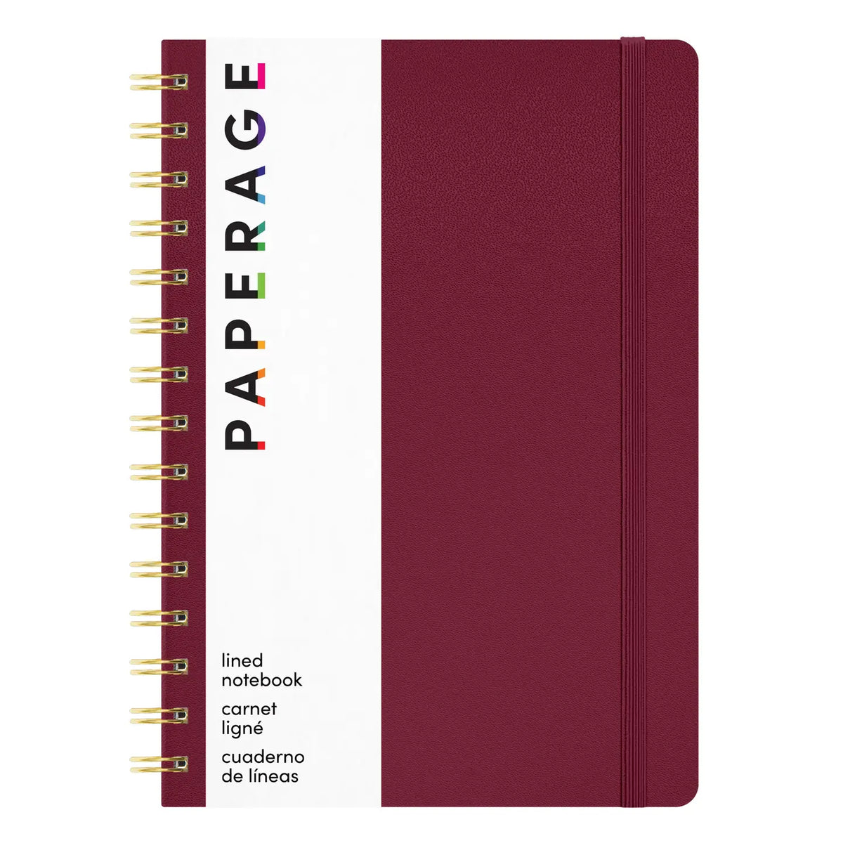 burgundy paperage notebook on a white a background