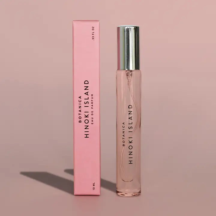 hinoki island pefume on a pink background