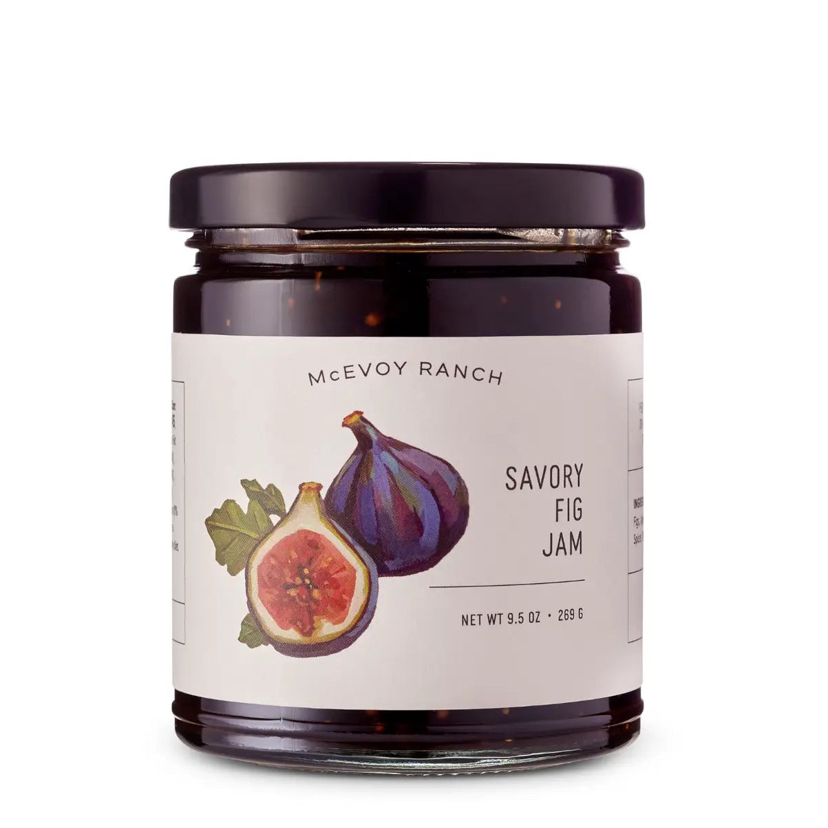 Jar of McEvoy Ranch Savory Fig Jam on a white background