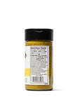 Spice jar with nutrition facts label on a white background