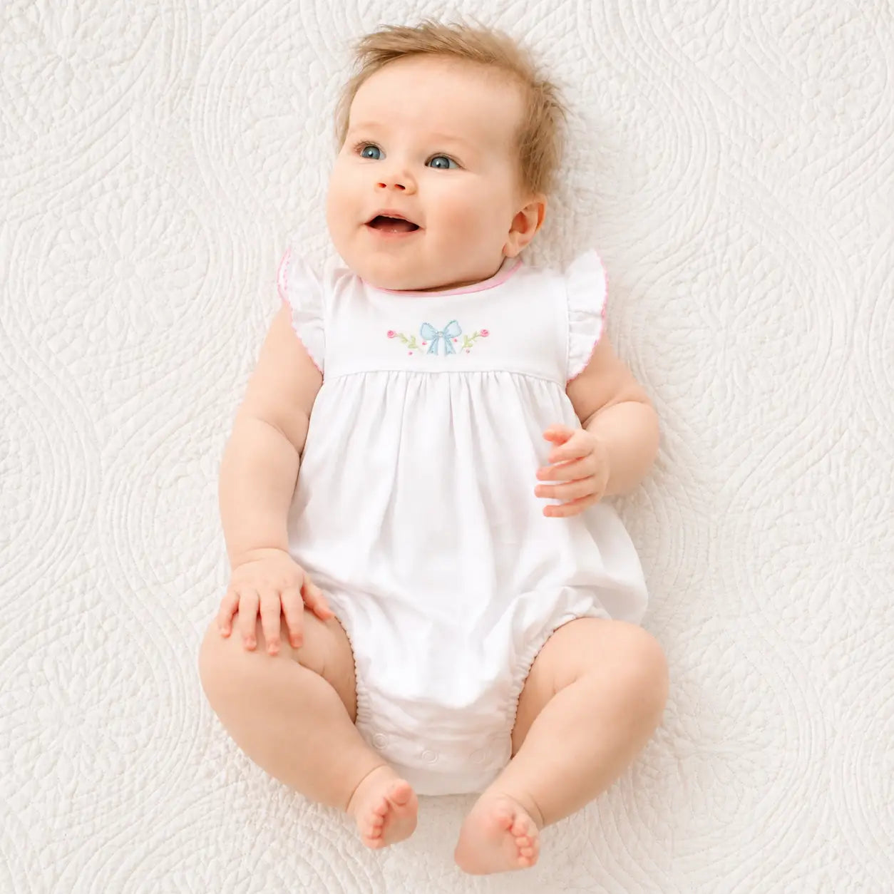 evelyn's romper on a baby