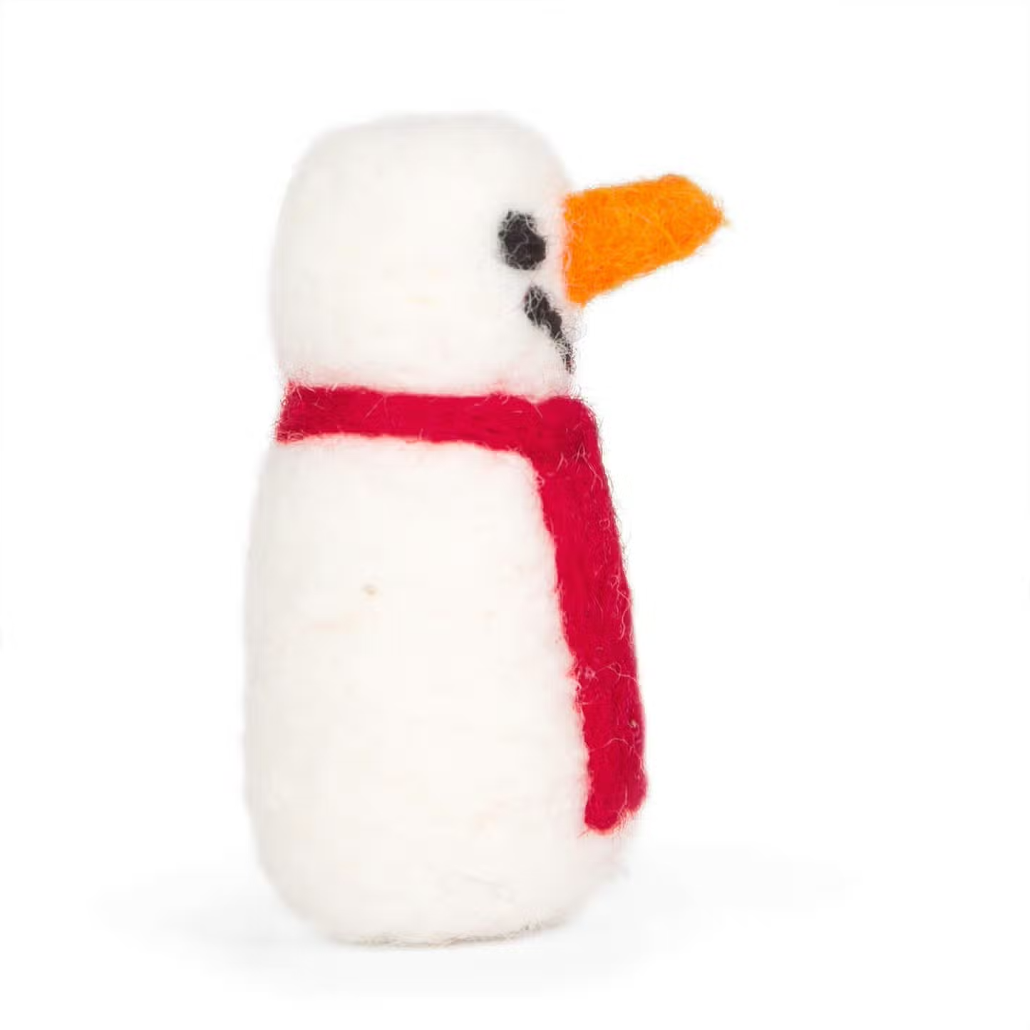 Side view of Snowman with red scarf.