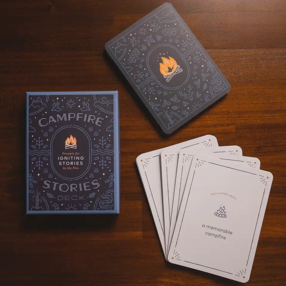 Campfire Stories Deck on a wooden surface with cards displayed