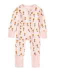 Baby onesie with floral pattern on a white background