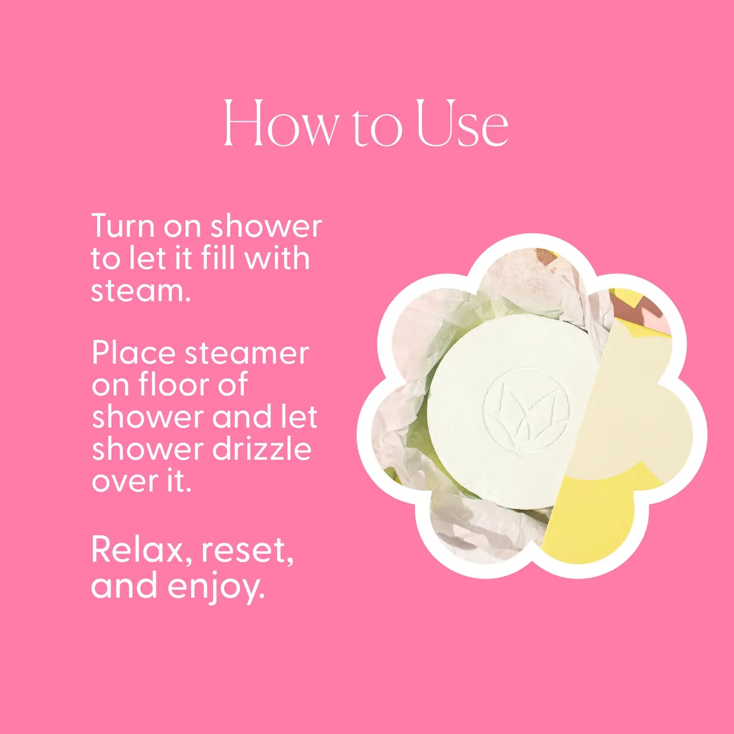 Instructions on how to use a steam product with a pink background