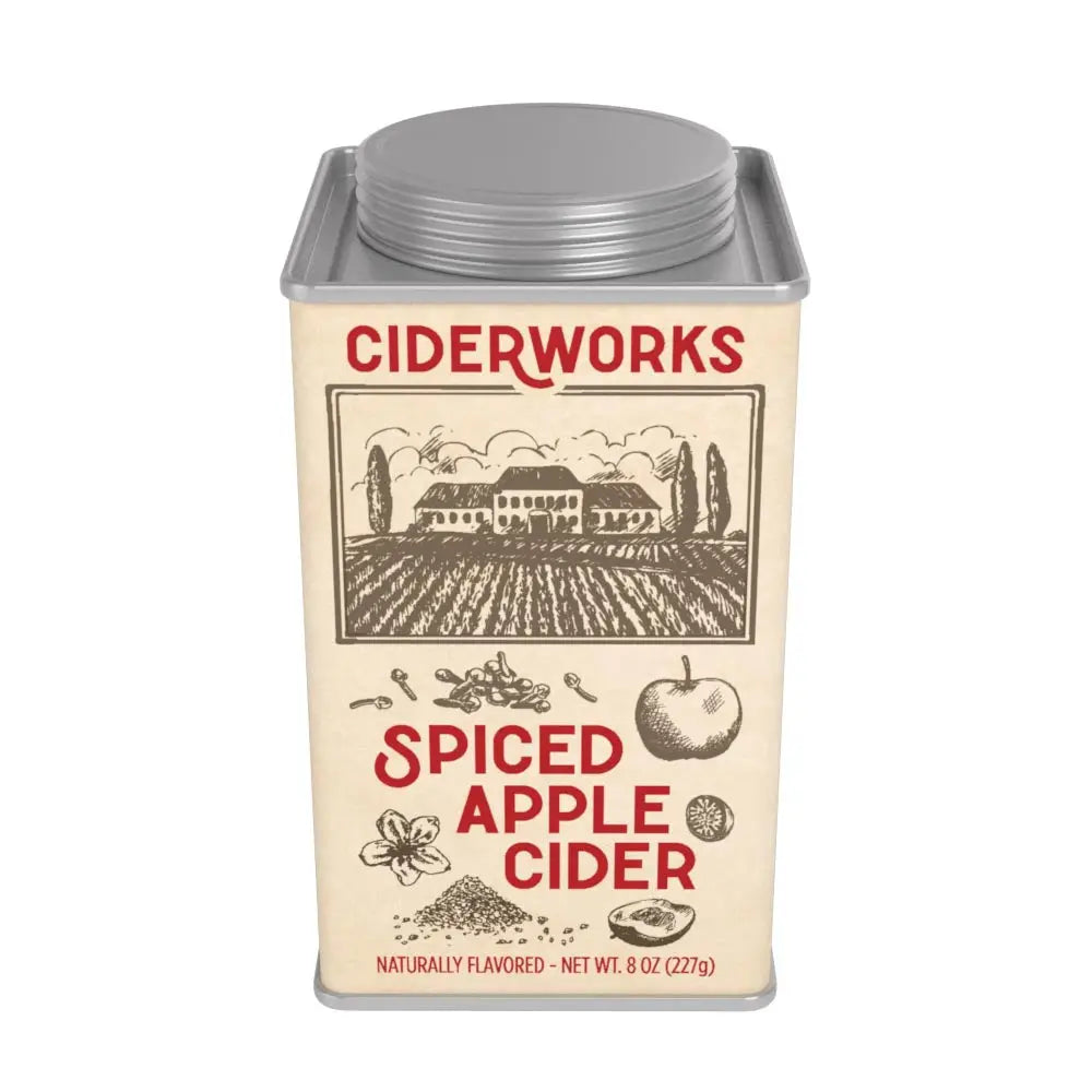 Ciderworks spiced apple cider canister on a white background