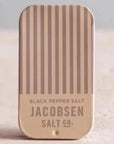beige and gray stripped mini sea salt tin