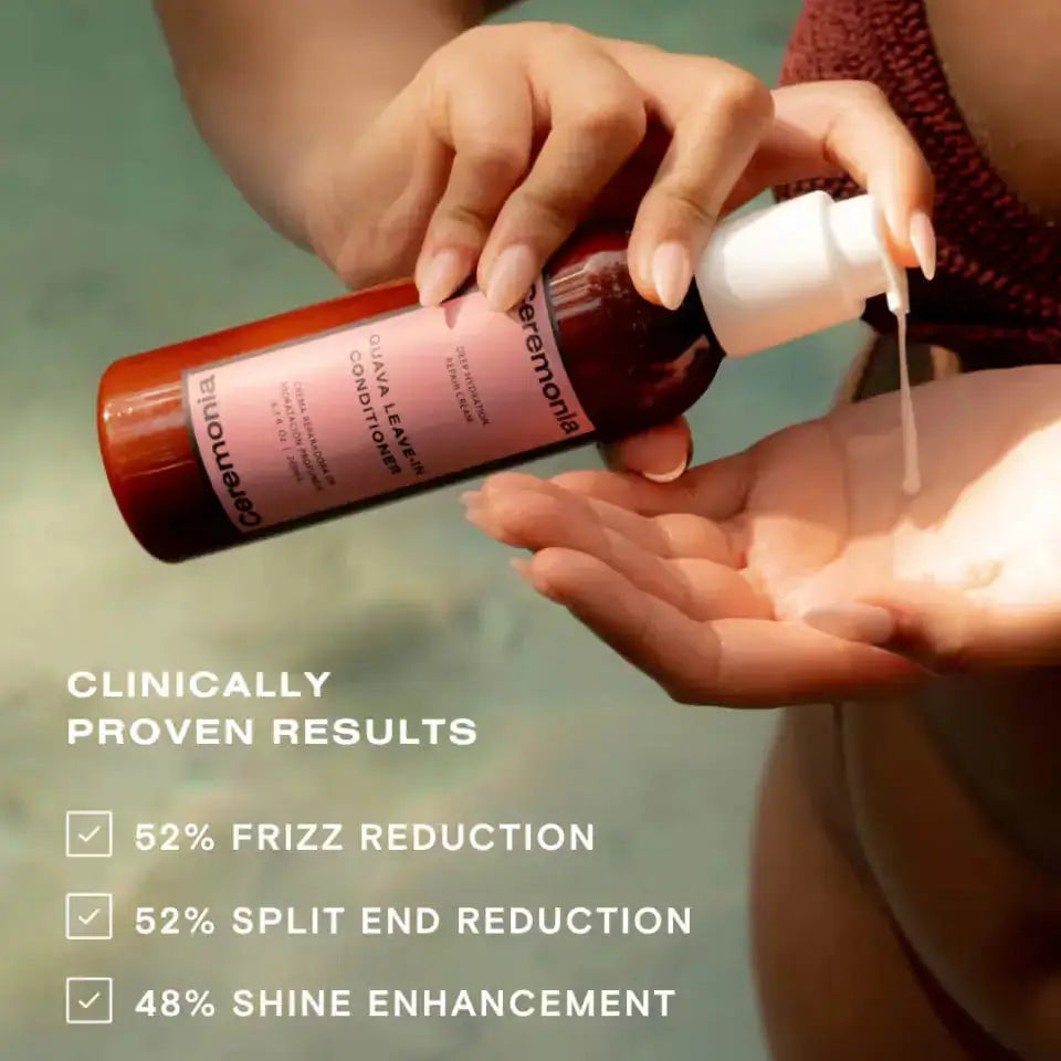 woman using the ceremonia leave in conditioner