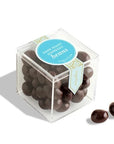 clear candy cube filled with chocolate covered espresso beans