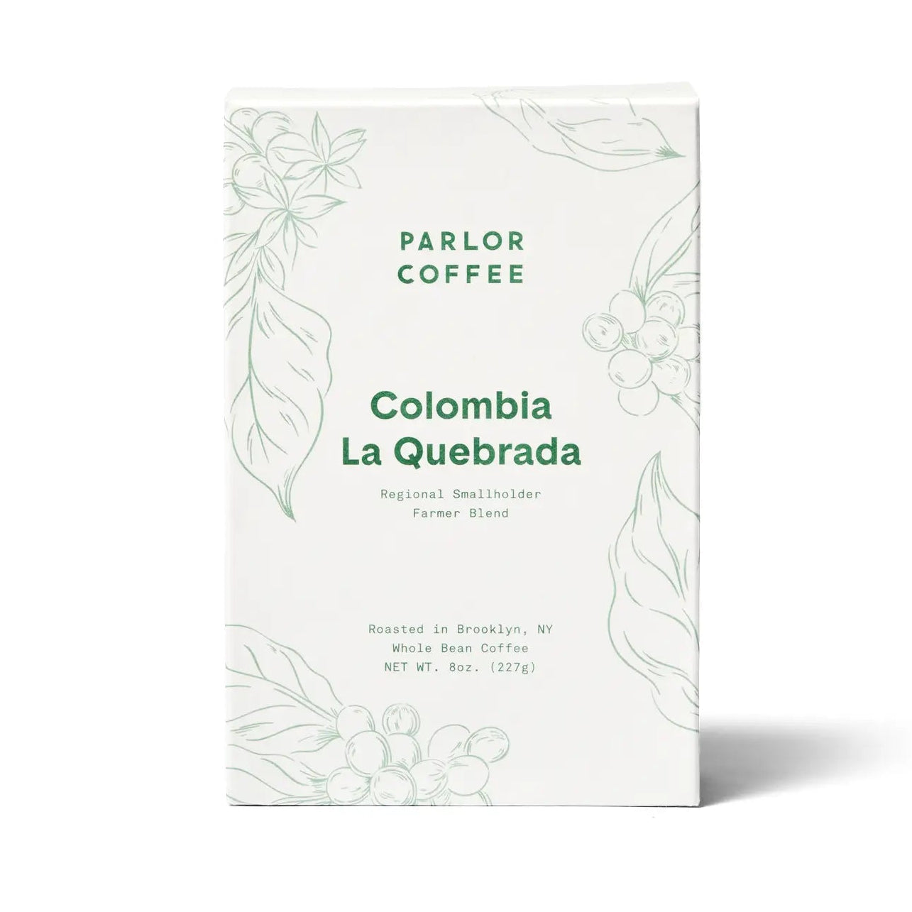 Parlor Coffee Colombia La Quebrada coffee package on a white background