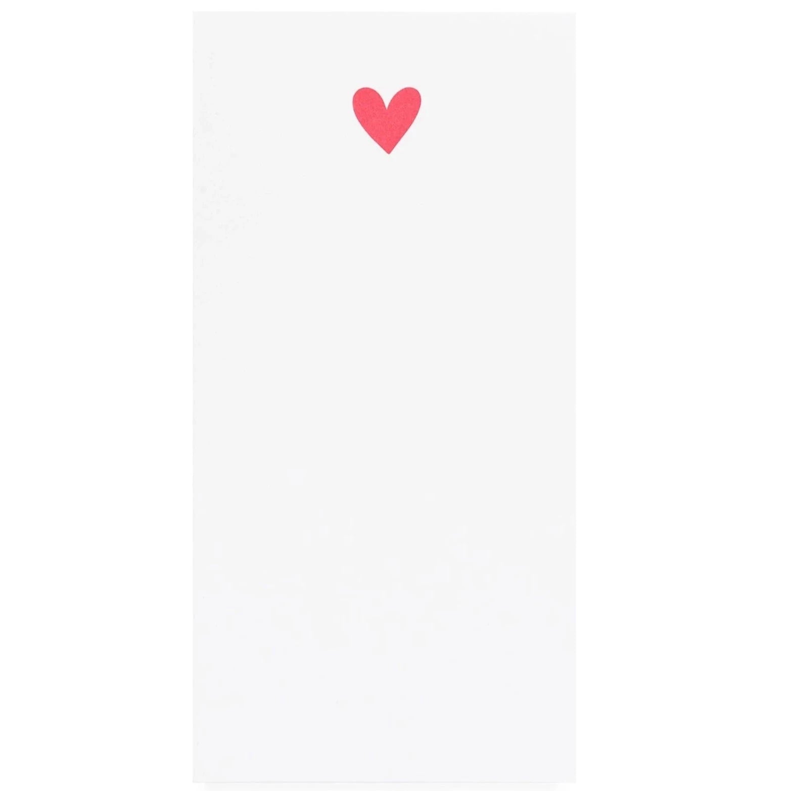 white notepad with neon pink heart in the top center. background is also white