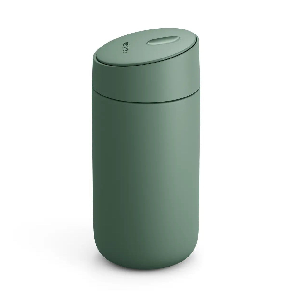 green tumbler on a white background