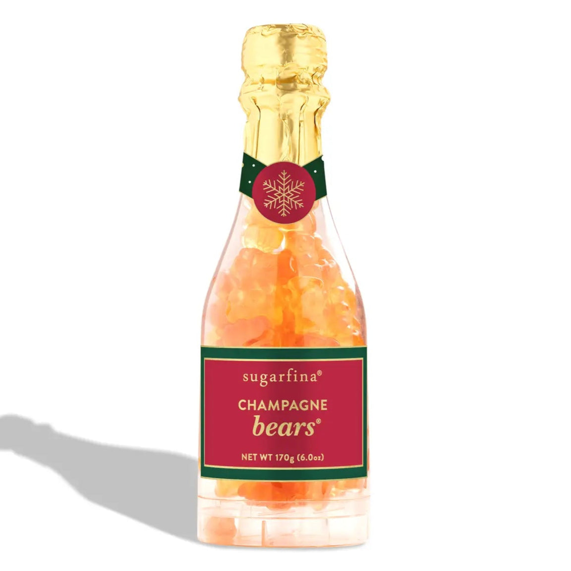 Bottle of sugarfina Champagne Bears on a white background