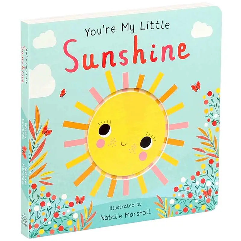 Children's book titled 'You're My Little Sunshine' with a sun illustration on a light blue background.