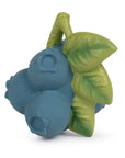 Blueberry-shaped toy with green leaves on a white background